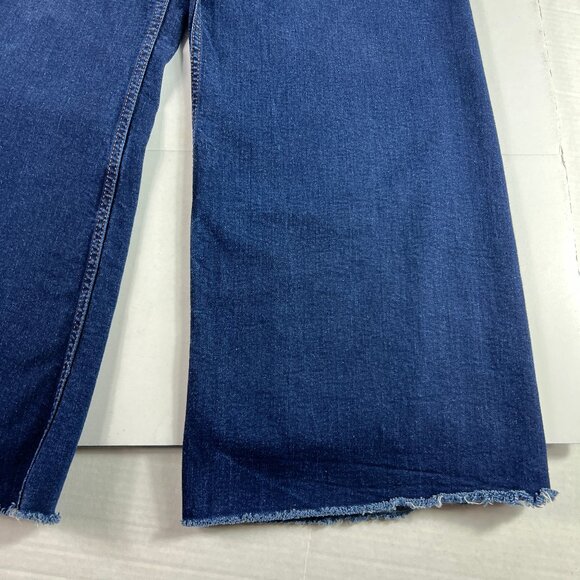 Zara Jean Women 31x27* Marine Straight High Rise Wide Leg Dark Blue Denim Tag 10 - Picture 7 of 16